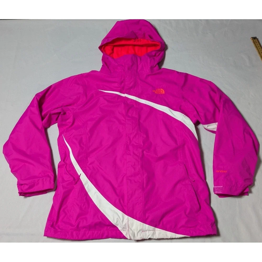 THE NORTH FACE HYVENT 3-in-1 Girls XL (18) Purple Orange‎ Full Zip Hooded Jacket